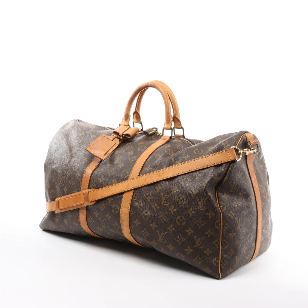 Louis Vuitton Keepall Bandoulière 55 Monogram Canvas Travel Bag in Brown M41414