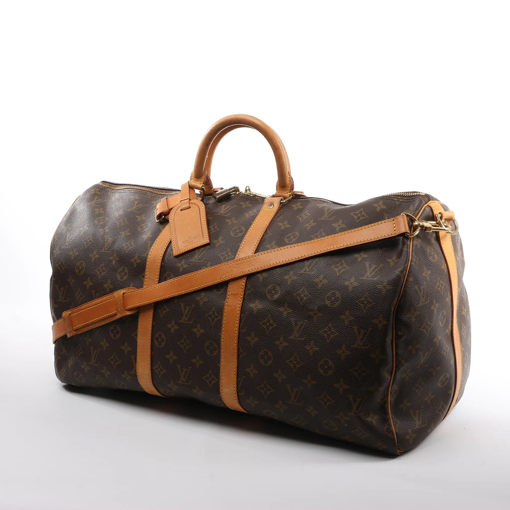 Louis Vuitton Keepall Bandoulière 55 Monogram Canvas Travel Bag in Brown M41414