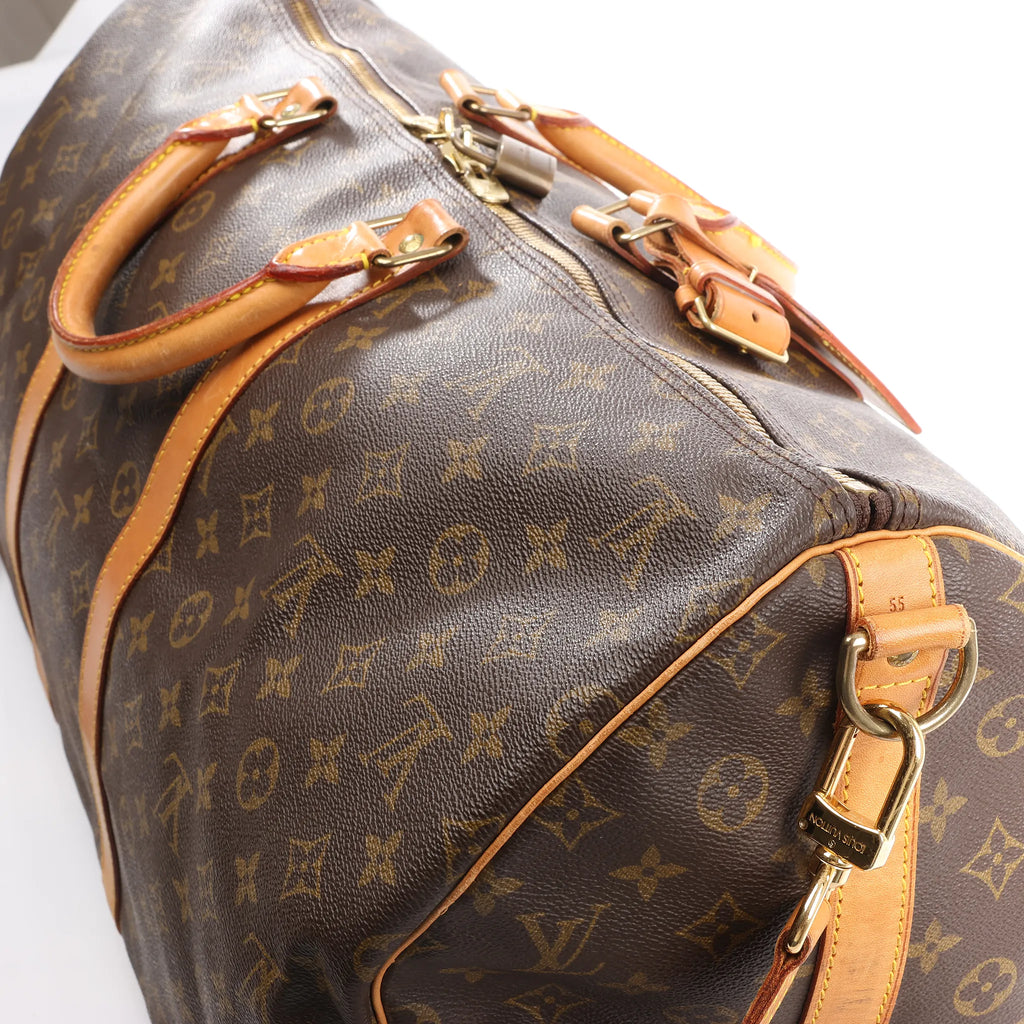 Louis Vuitton Keepall Bandoulière 55 Monogram Canvas Travel Bag in Brown M41414