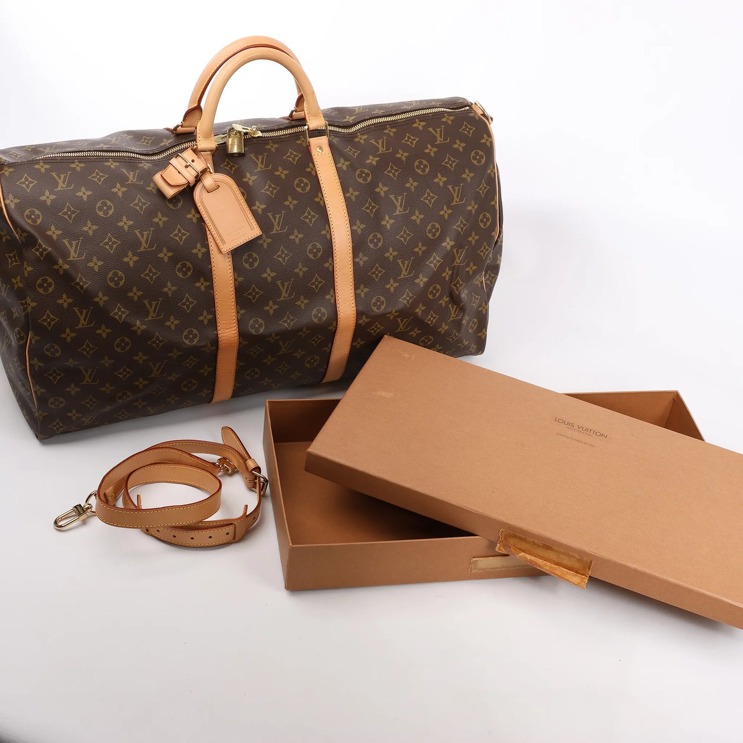 Louis Vuitton Monogram Canvas Keepall Bandoulière 60 Travel Bag M41412