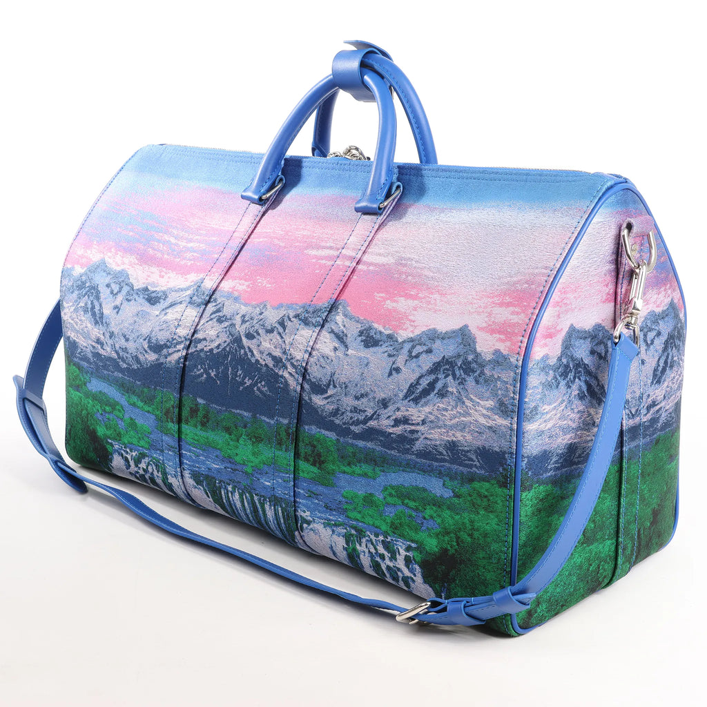 Louis Vuitton Keepall Bandoulière 50 Landscape Travel Bag in Blue M59676