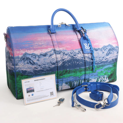 Louis Vuitton Keepall Bandoulière 50 Landscape Travel Bag in Blue M59676