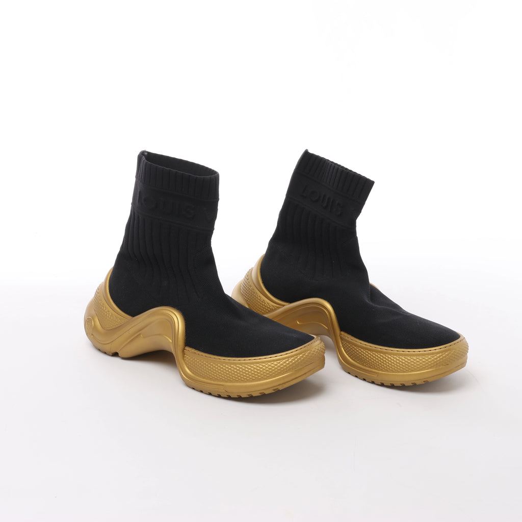 Louis Vuitton Archlight Sock High Top Sneaker Black × Gold CL1128, Size EU 41