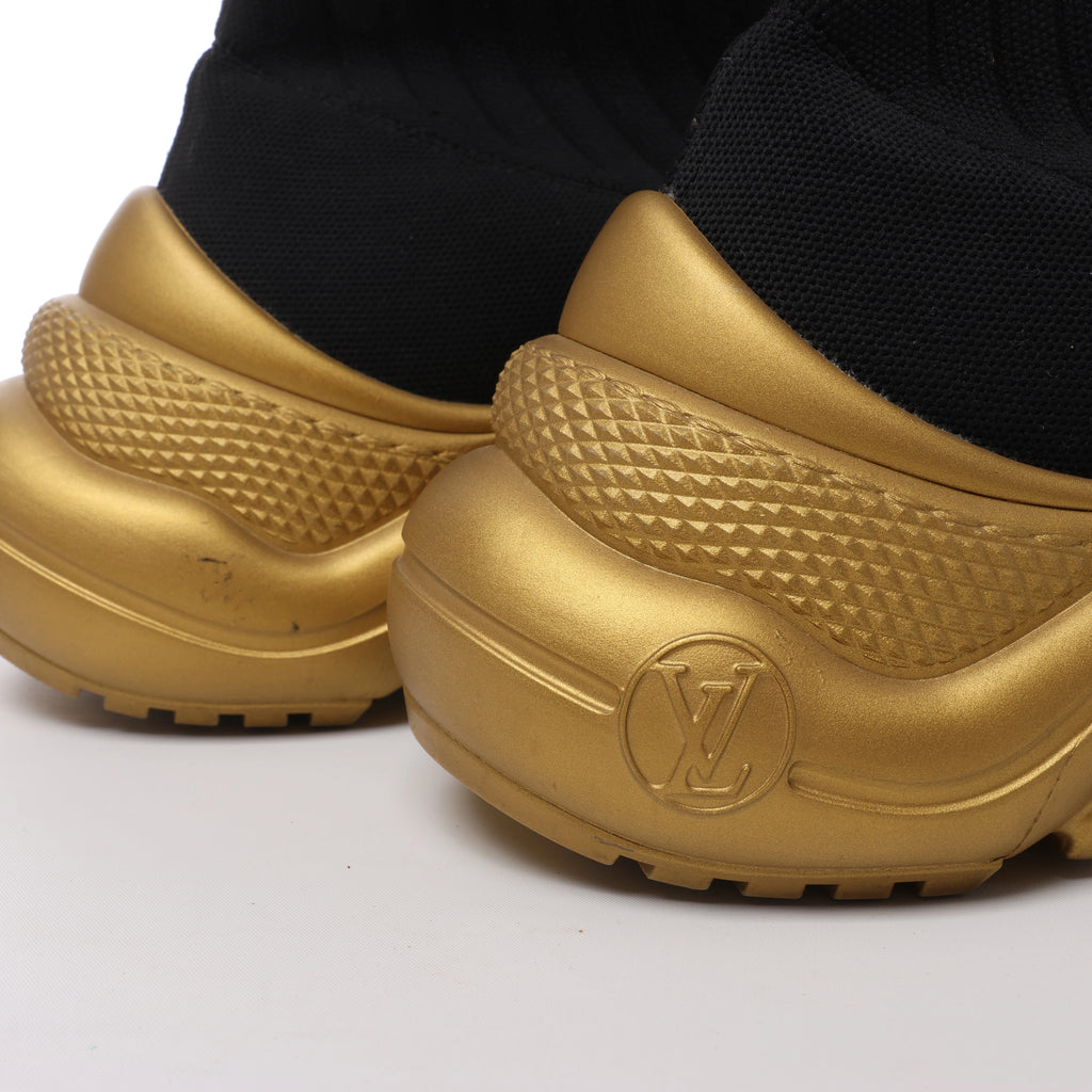 Louis Vuitton Archlight Sock High Top Sneaker Black × Gold CL1128, Size EU 41