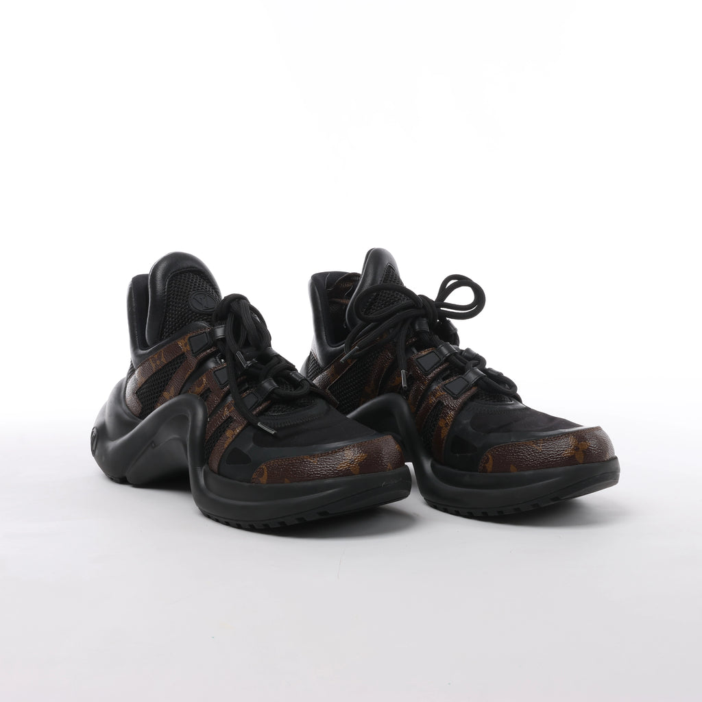 Louis Vuitton LV Archlight Monogram x Fabric Sneakers in Black × Brown GO0148, Size EU 40