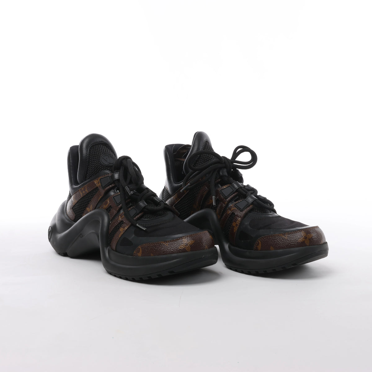Louis Vuitton LV Archlight Monogram x Fabric Sneakers in Black × Brown GO0148, Size EU 40