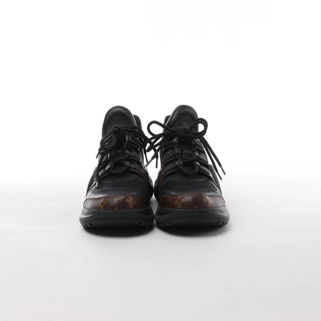 Louis Vuitton LV Archlight Monogram x Fabric Sneakers in Black × Brown GO0148, Size EU 40