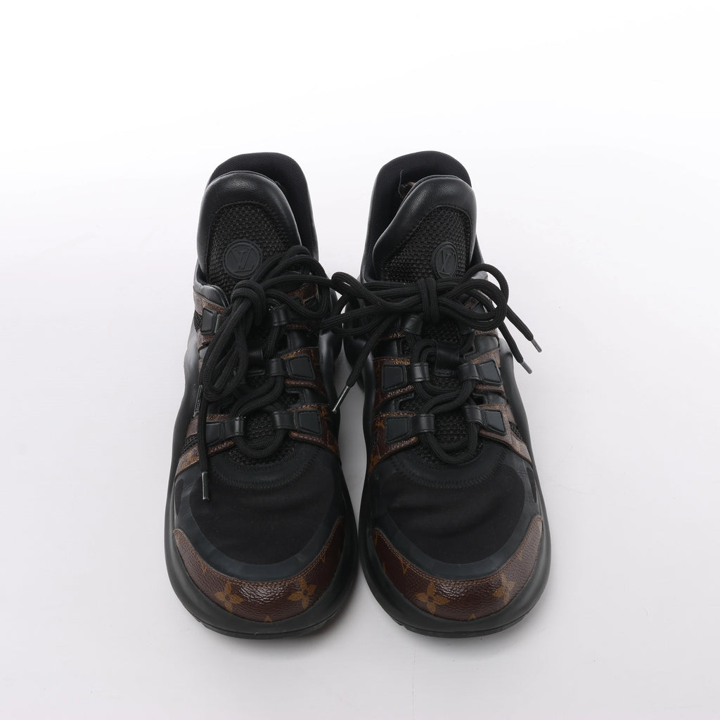 Louis Vuitton LV Archlight Monogram x Fabric Sneakers in Black × Brown GO0148, Size EU 40