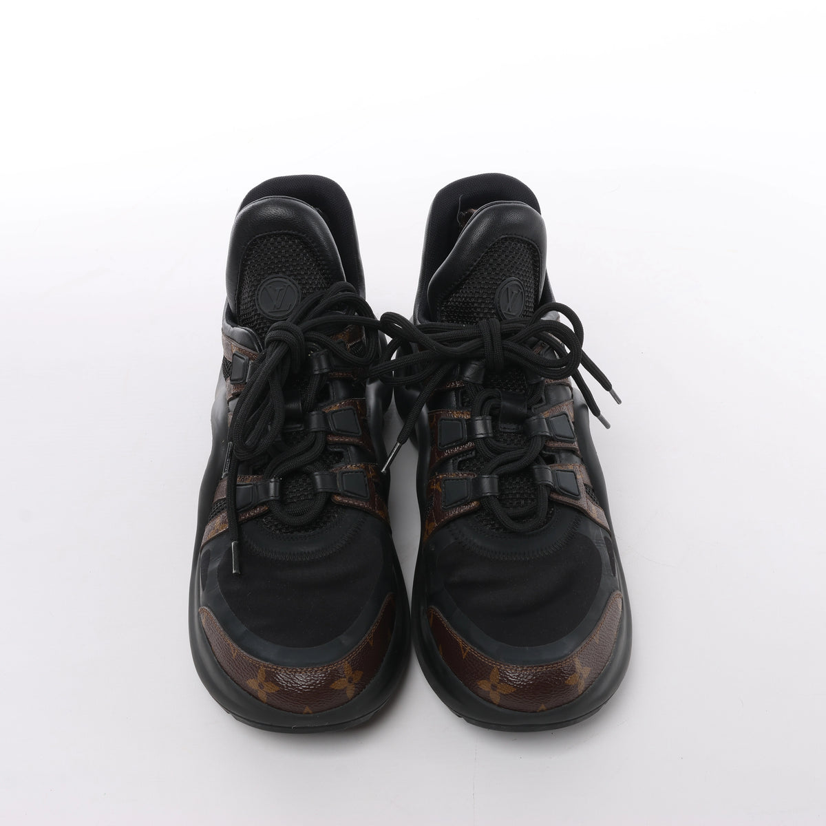 Louis Vuitton LV Archlight Monogram x Fabric Sneakers in Black × Brown GO0148, Size EU 40