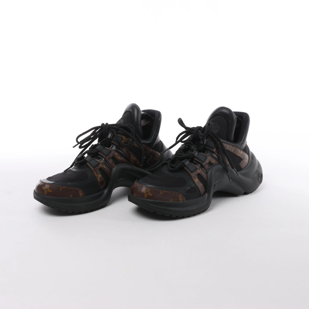 Louis Vuitton LV Archlight Monogram x Fabric Sneakers in Black × Brown GO0148, Size EU 40