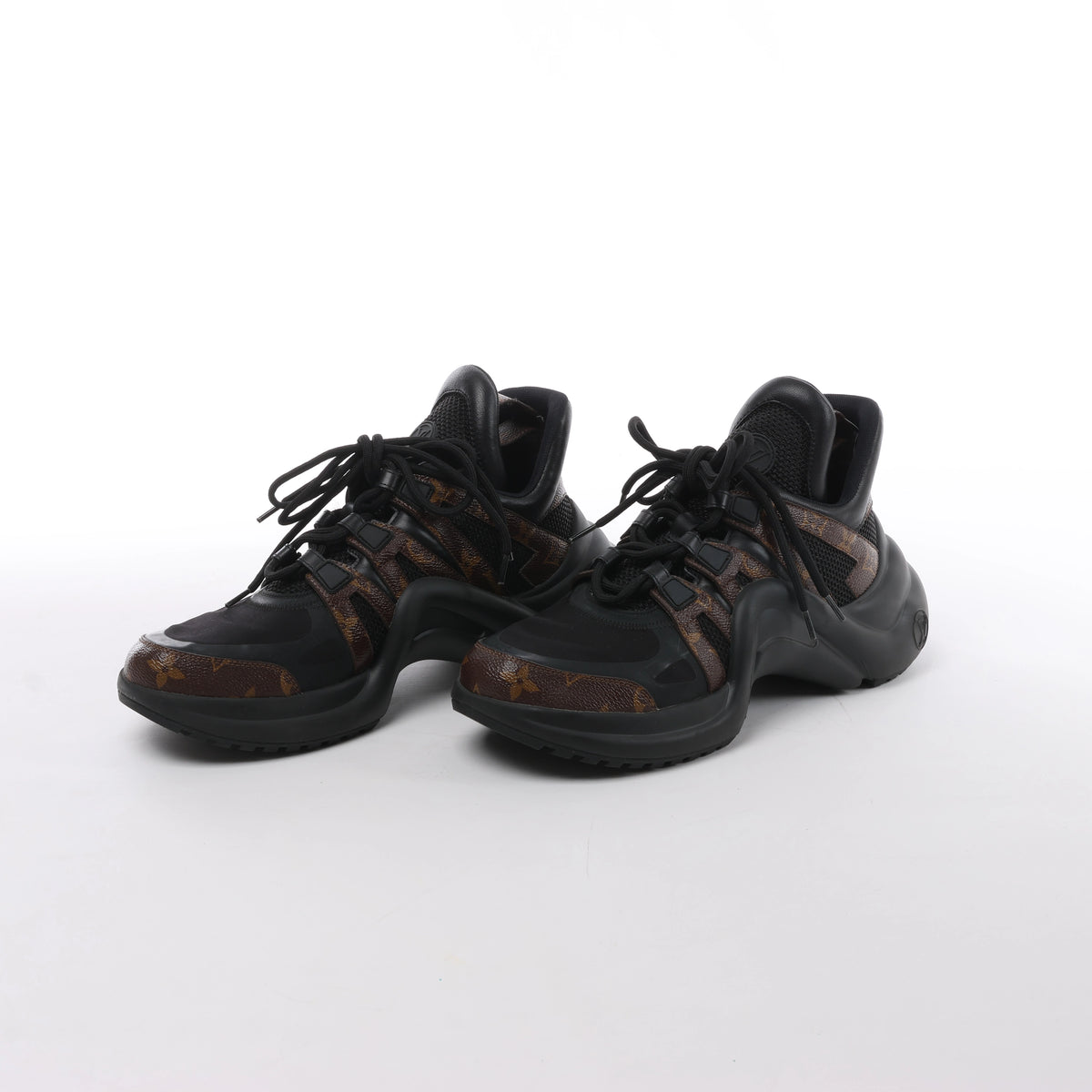Louis Vuitton LV Archlight Monogram x Fabric Sneakers in Black × Brown GO0148, Size EU 40