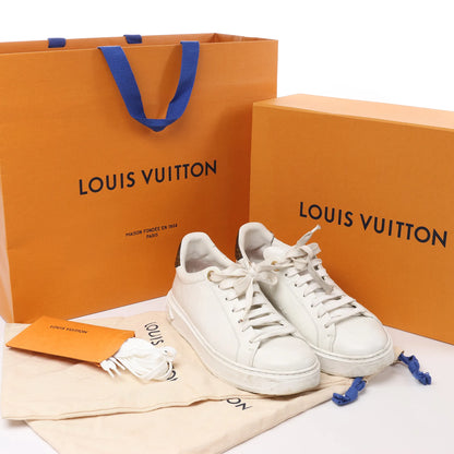 Louis Vuitton Leather Monogram Time Out Sneakers in White, Size 38 EU
