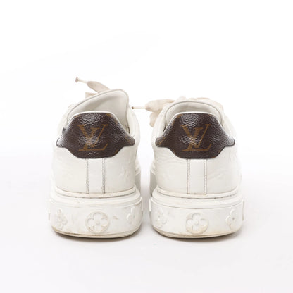 Louis Vuitton Leather Monogram Time Out Sneakers in White, Size 38 EU