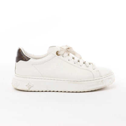 Louis Vuitton Leather Monogram Time Out Sneakers in White, Size 38 EU