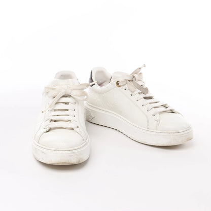 Louis Vuitton Leather Monogram Time Out Sneakers in White, Size 38 EU