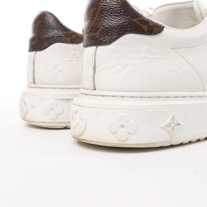 Louis Vuitton Leather Monogram Time Out Sneakers in White, Size 38 EU