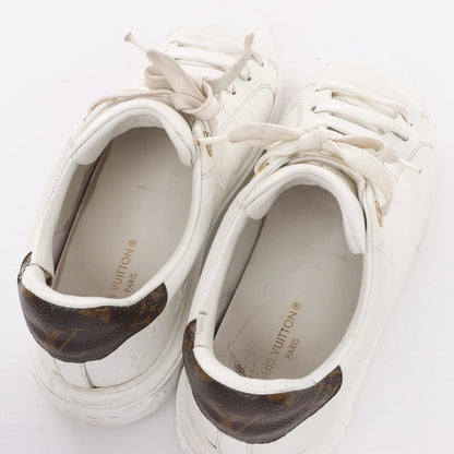 Louis Vuitton Leather Monogram Time Out Sneakers in White, Size 38 EU