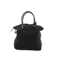 Louis Vuitton Lockit Vertical MM dark navy Monogram Désil shoulder bag with glossy black top handles, zip closure, and hanging padlock detail on a white background.