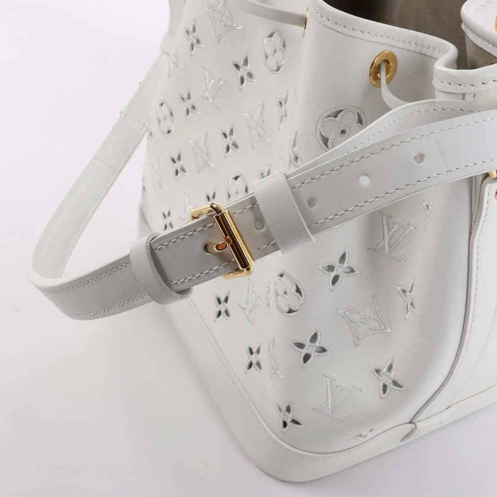 Louis Vuitton Petit Noe NM Monogram Cutout Shoulder Bag in White M20740