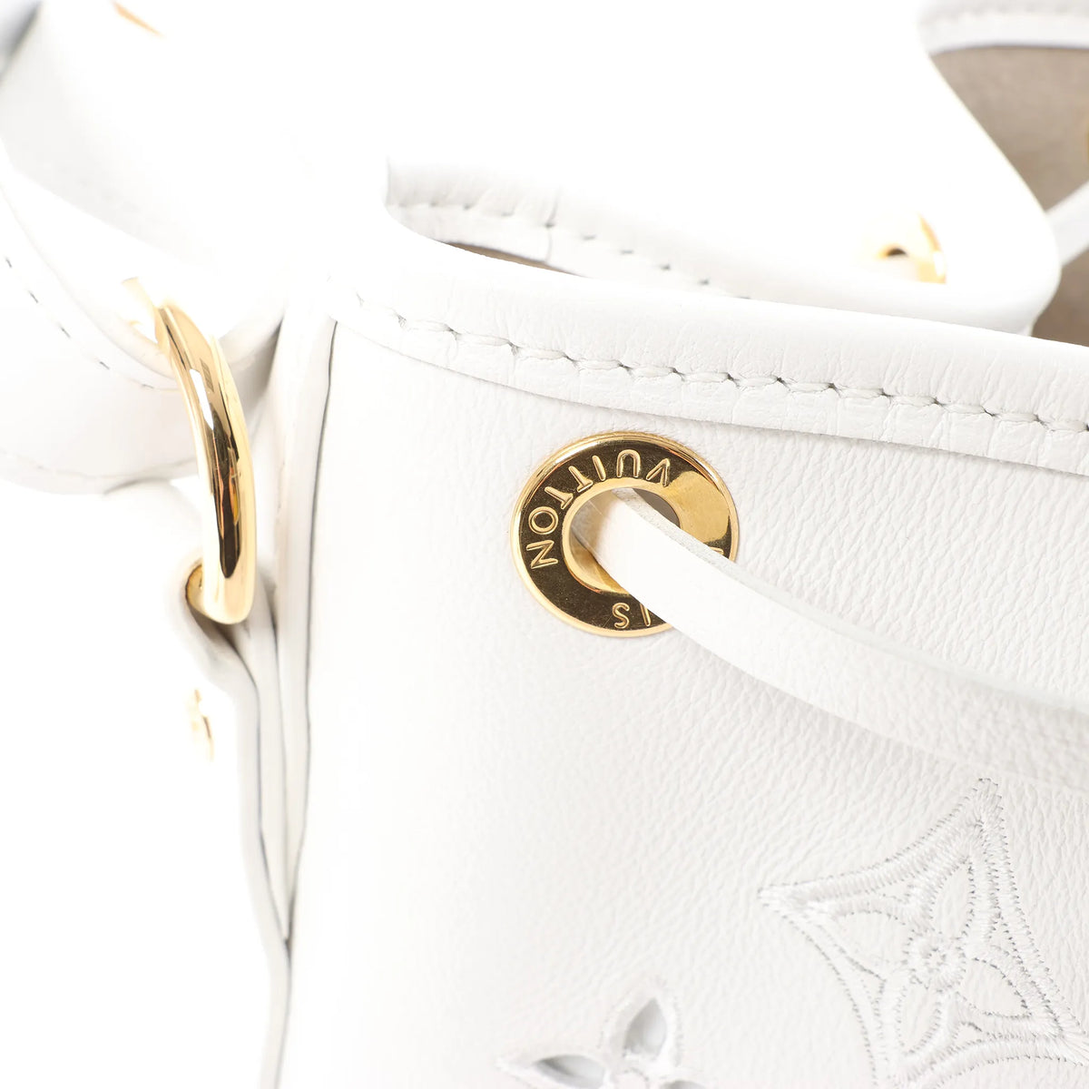 Louis Vuitton Petit Noe NM Monogram Cutout Shoulder Bag in White M20740