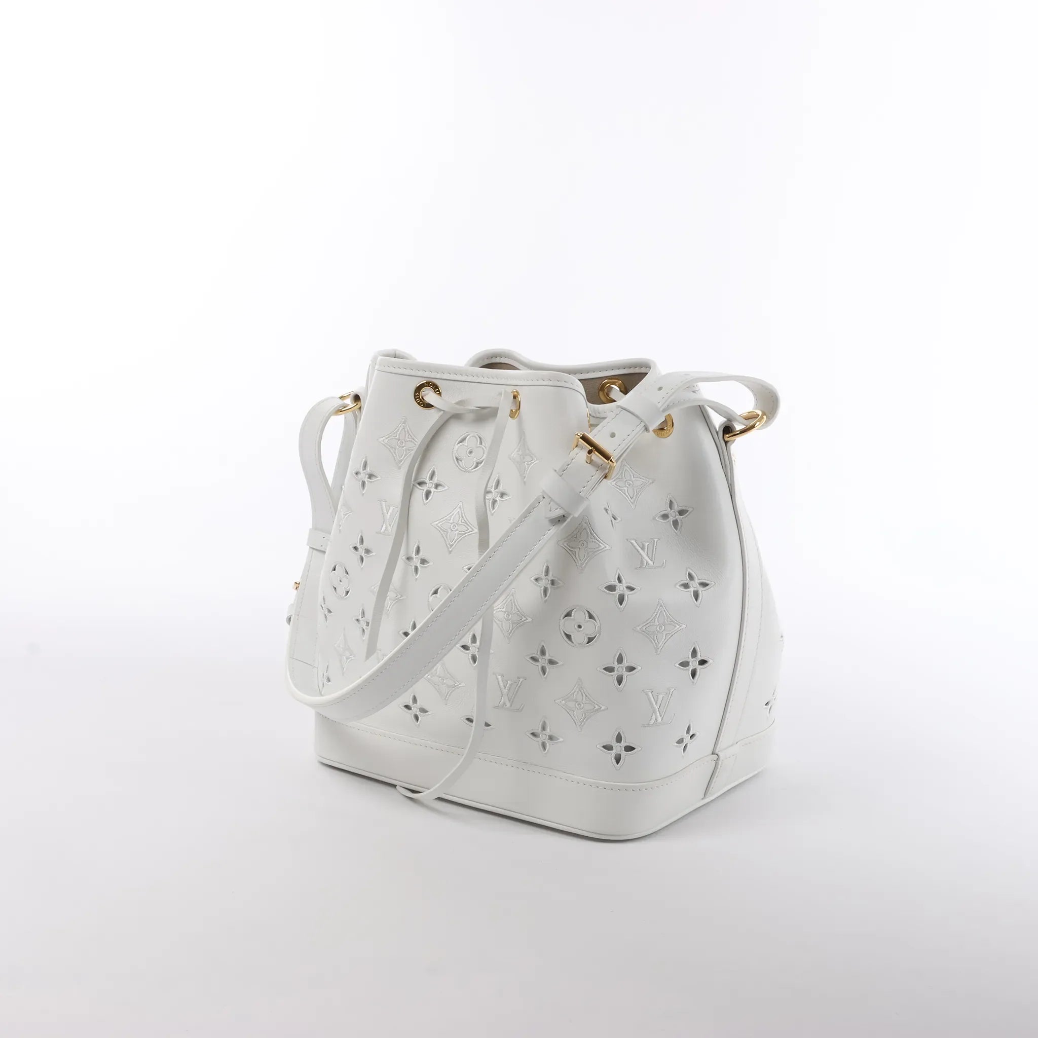 Louis Vuitton Petit Noe NM Monogram Cutout Shoulder Bag in White M20740