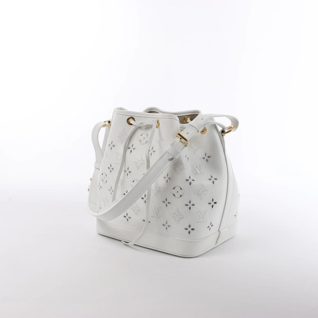 Louis Vuitton Petit Noe NM Monogram Cutout Shoulder Bag in White M20740
