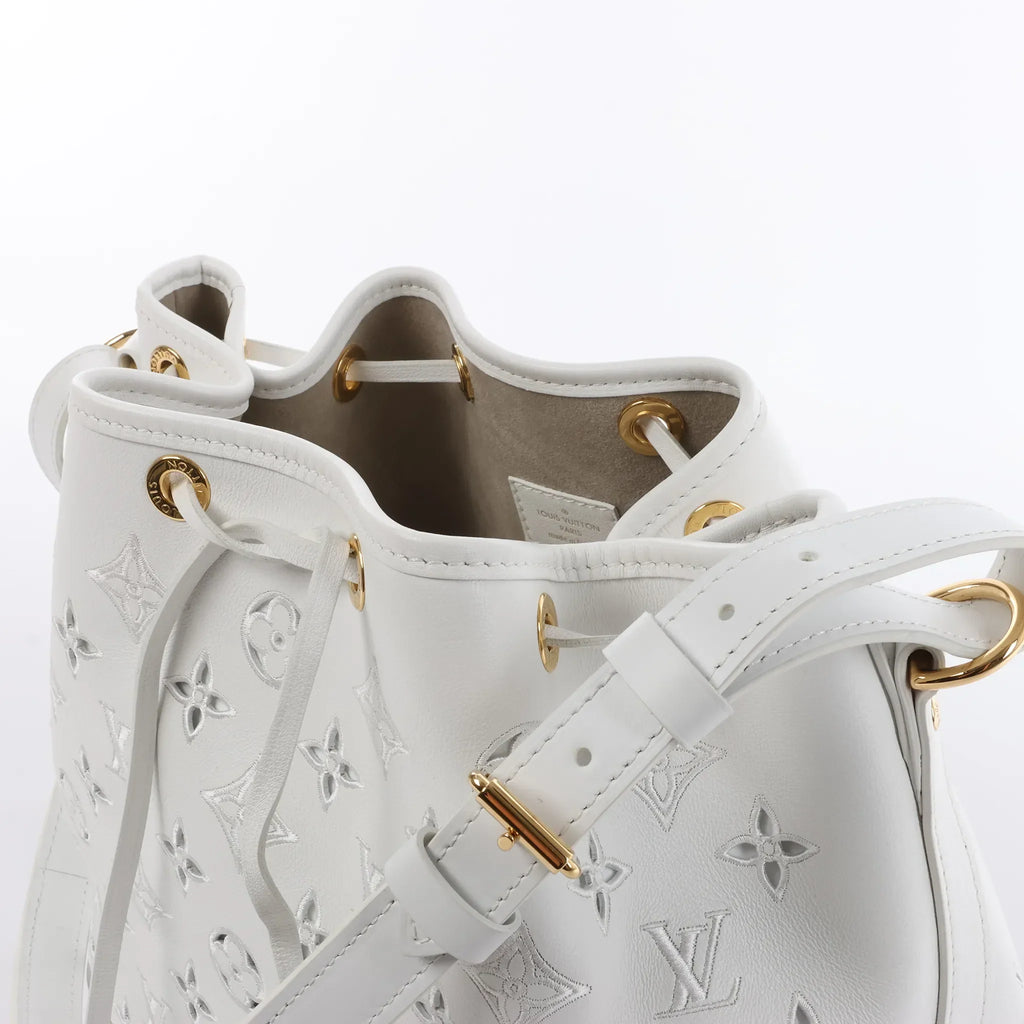 Louis Vuitton Petit Noe NM Monogram Cutout Shoulder Bag in White M20740