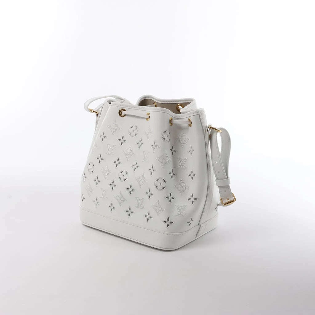 Louis Vuitton Petit Noe NM Monogram Cutout Shoulder Bag in White M20740