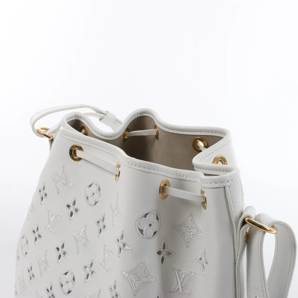Louis Vuitton Petit Noe NM Monogram Cutout Shoulder Bag in White M20740