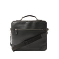 Louis Vuitton Odessa Taiga leather 2-way briefcase in ardoise black with top handle, detachable shoulder strap, and front zip pocket on white background.