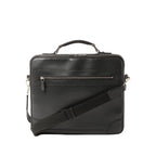 Louis Vuitton Odessa Taiga leather 2-way briefcase in ardoise black with top handle, detachable shoulder strap, and front zip pocket on white background.