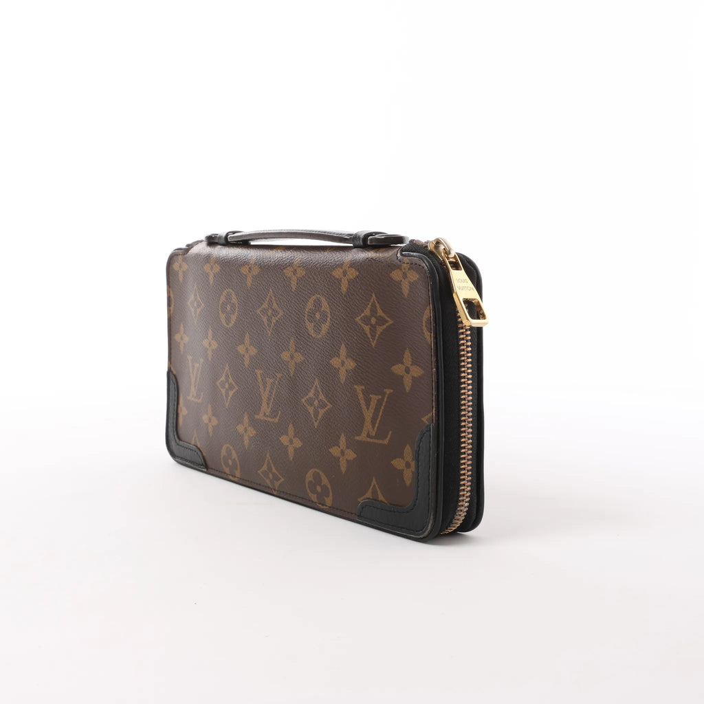 Louis Vuitton Macassar Daily Organizer Monogram Wallet Brown x Black M60679