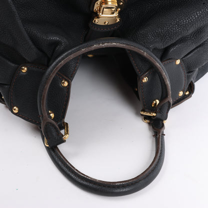Sac à main Louis Vuitton Monogram Mahina L Lunar PM en cuir noir M95765