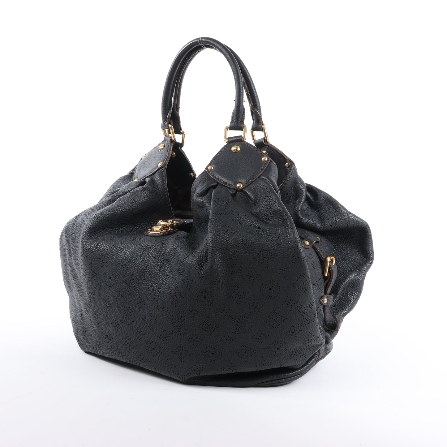 Sac à main Louis Vuitton Monogram Mahina L Lunar PM en cuir noir M95765