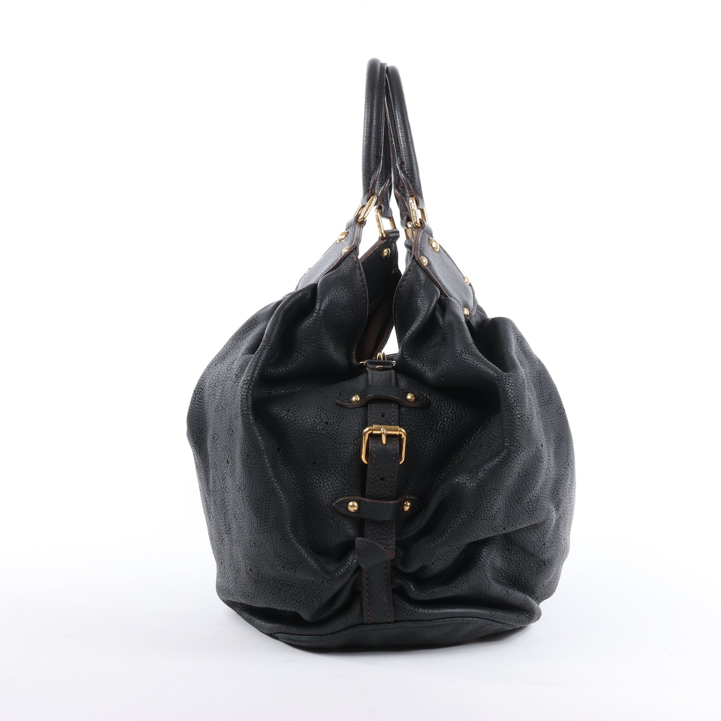 Sac à main Louis Vuitton Monogram Mahina L Lunar PM en cuir noir M95765