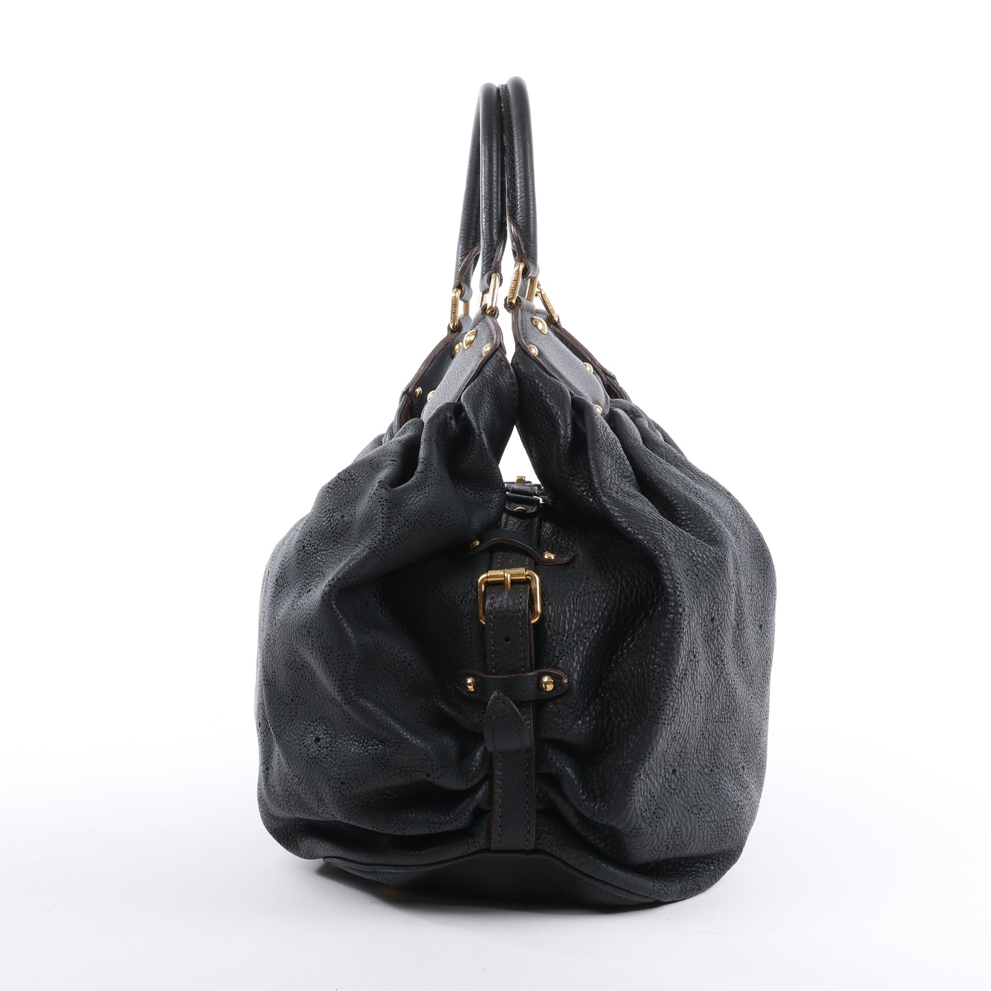 Sac à main Louis Vuitton Monogram Mahina L Lunar PM en cuir noir M95765