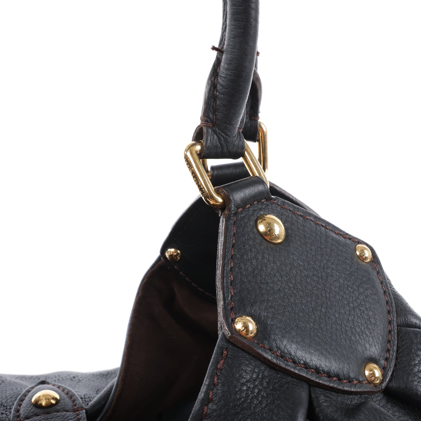 Sac à main Louis Vuitton Monogram Mahina L Lunar PM en cuir noir M95765