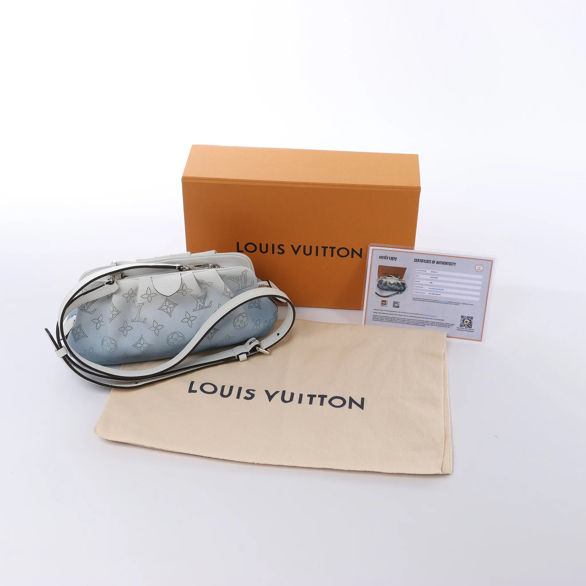 Louis Vuitton Scala Mini Mahina Leather Crossbody Bag in White x Blue M80497