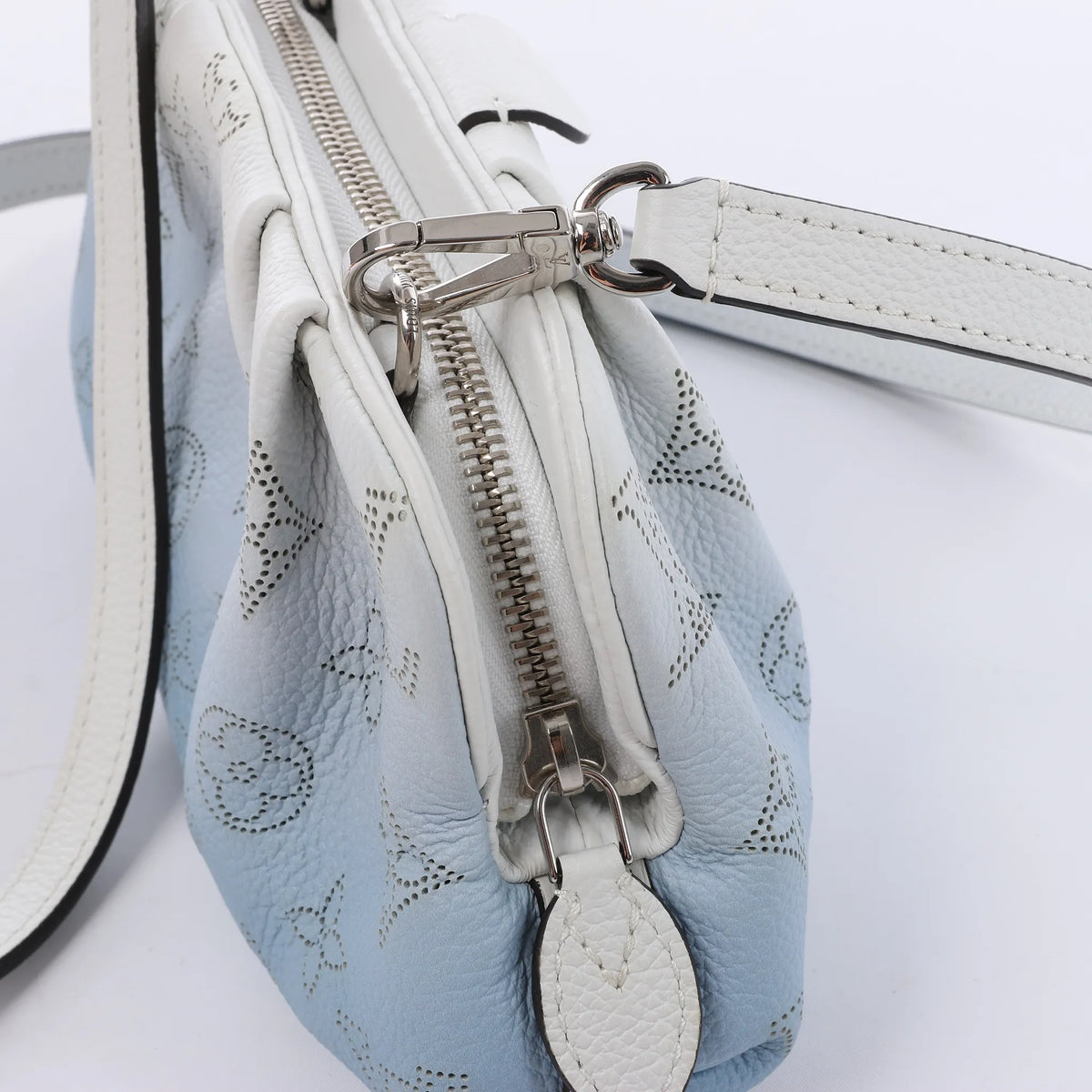 Louis Vuitton Scala Mini Mahina Leather Crossbody Bag in White x Blue M80497