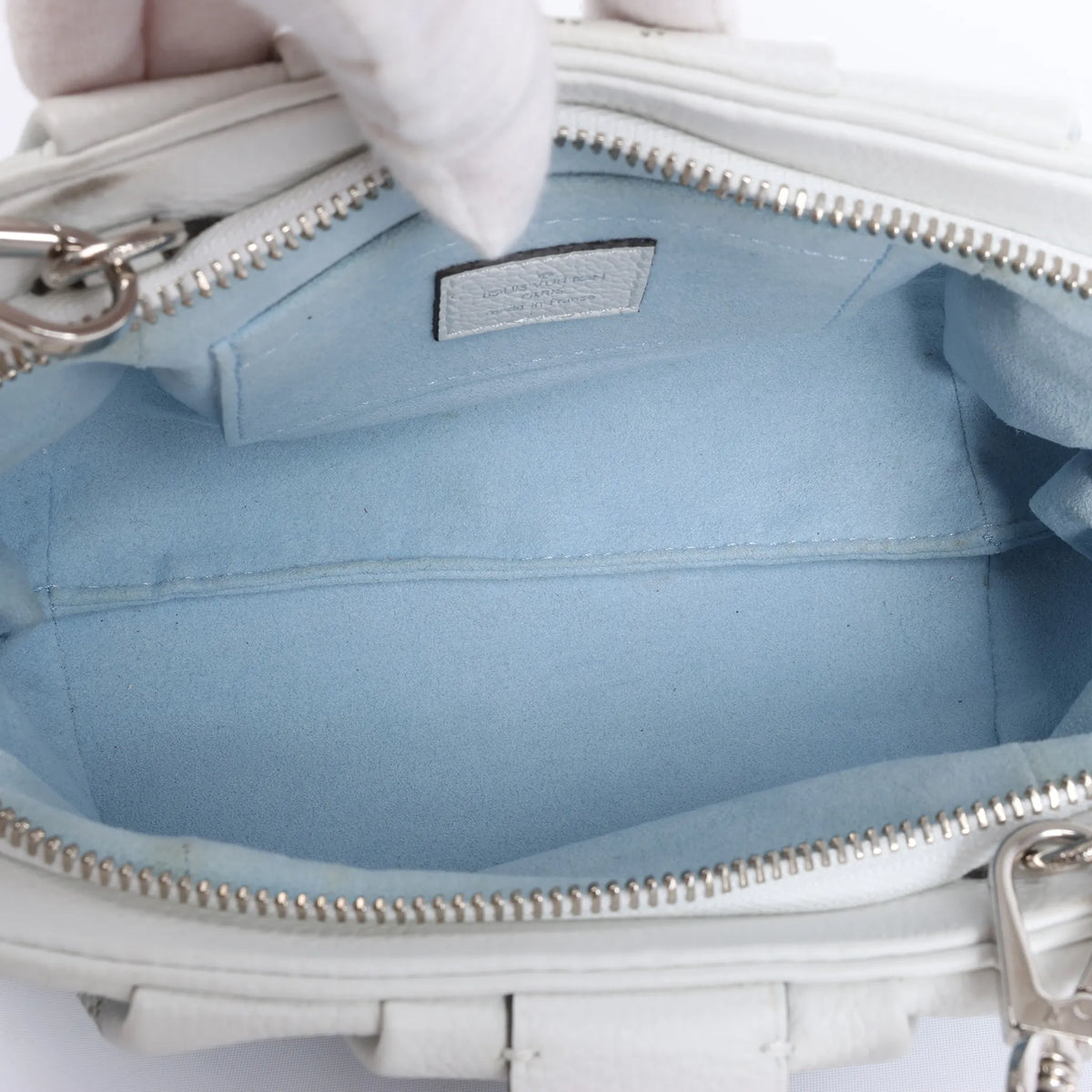 Louis Vuitton Scala Mini Mahina Leather Crossbody Bag in White x Blue M80497