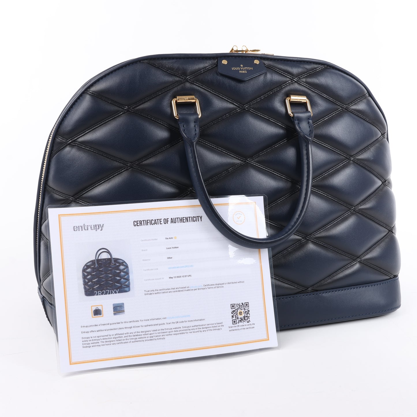 Louis Vuitton Malletage Alma GM Handbag in Navy Blue M23723