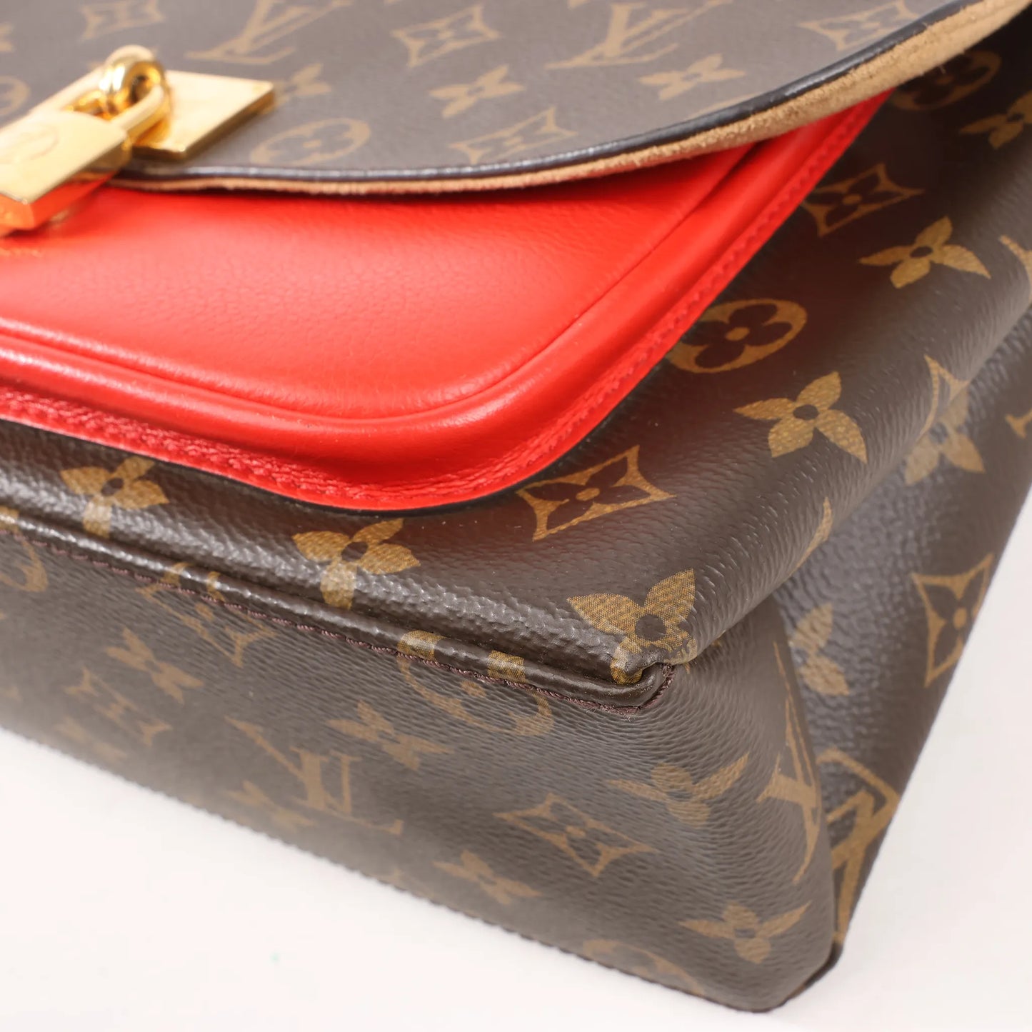 Louis Vuitton Monogram Marignan 2Way Female Handbag in Brown x Red M44286