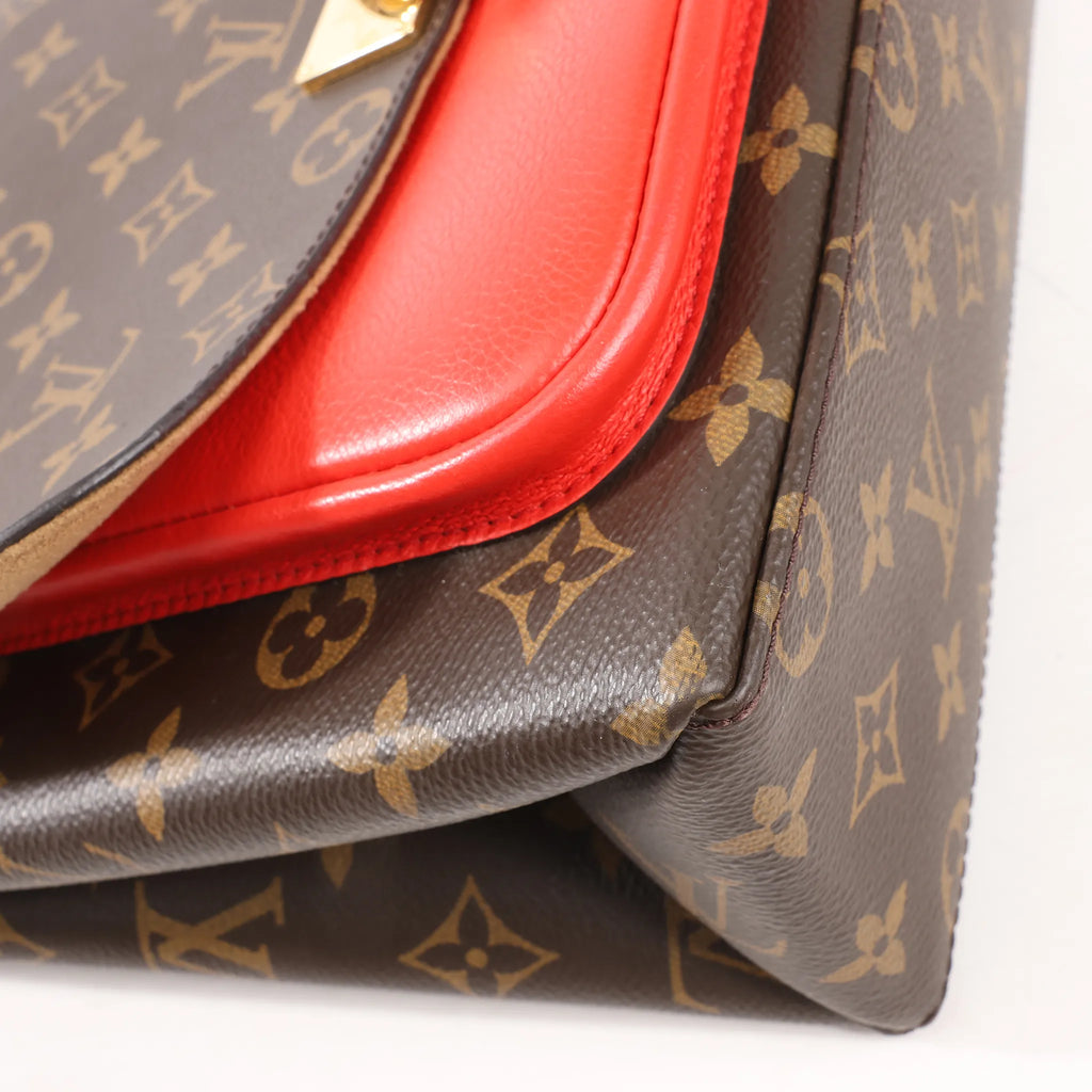 Louis Vuitton Monogram Marignan 2Way Female Handbag in Brown x Red M44286