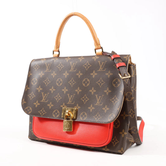 Louis Vuitton Monogram Marignan 2Way Female Handbag in Brown x Red M44286