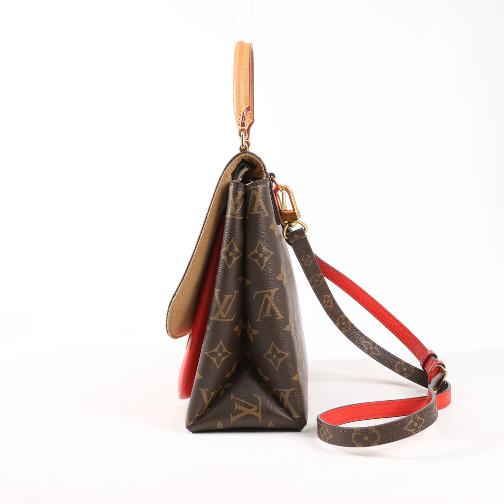 Louis Vuitton Monogram Marignan 2Way Female Handbag in Brown x Red M44286