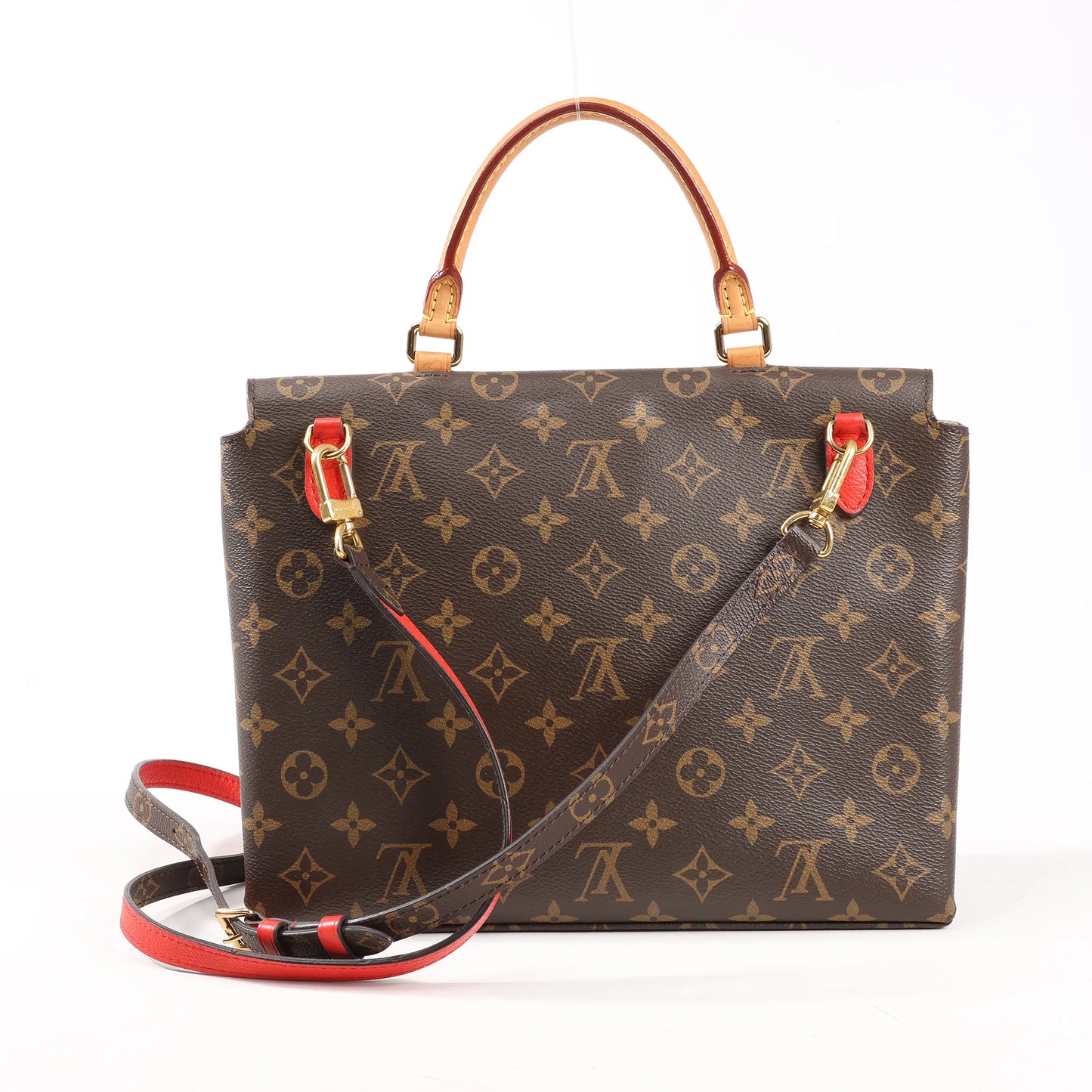 Louis Vuitton Monogram Marignan 2Way Damenhandtasche in Braun x Rot M44286