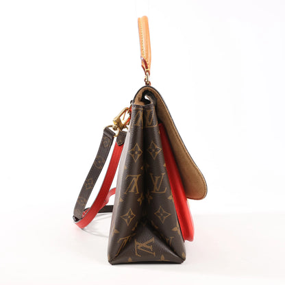 Louis Vuitton Monogram Marignan 2Way Female Handbag in Brown x Red M44286