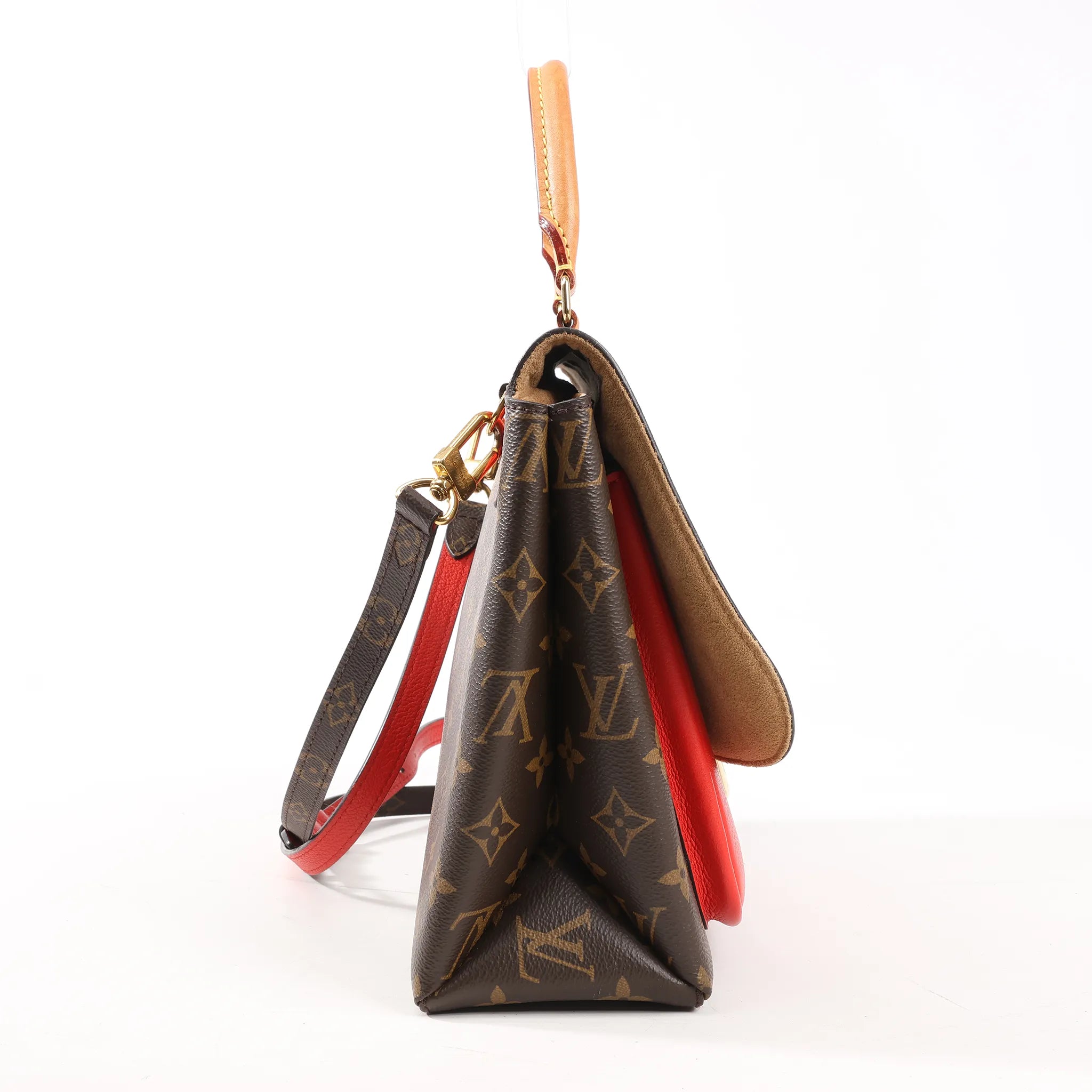 Louis Vuitton Monogram Marignan 2Way Female Handbag in Brown x Red M44286