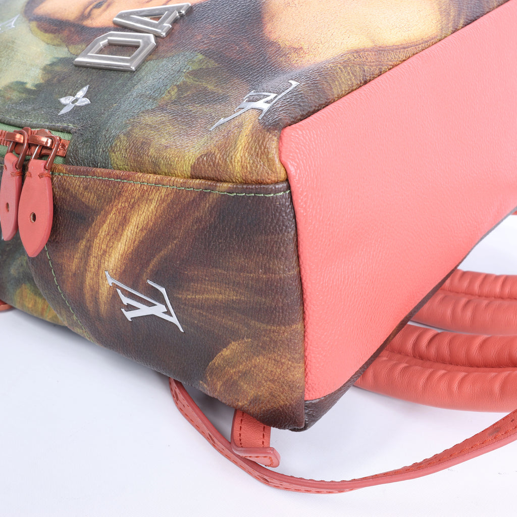 Louis Vuitton x Jeff Koons Masters Collection Da Vinci Palm Springs PM Backpack in Pink x Green M43375