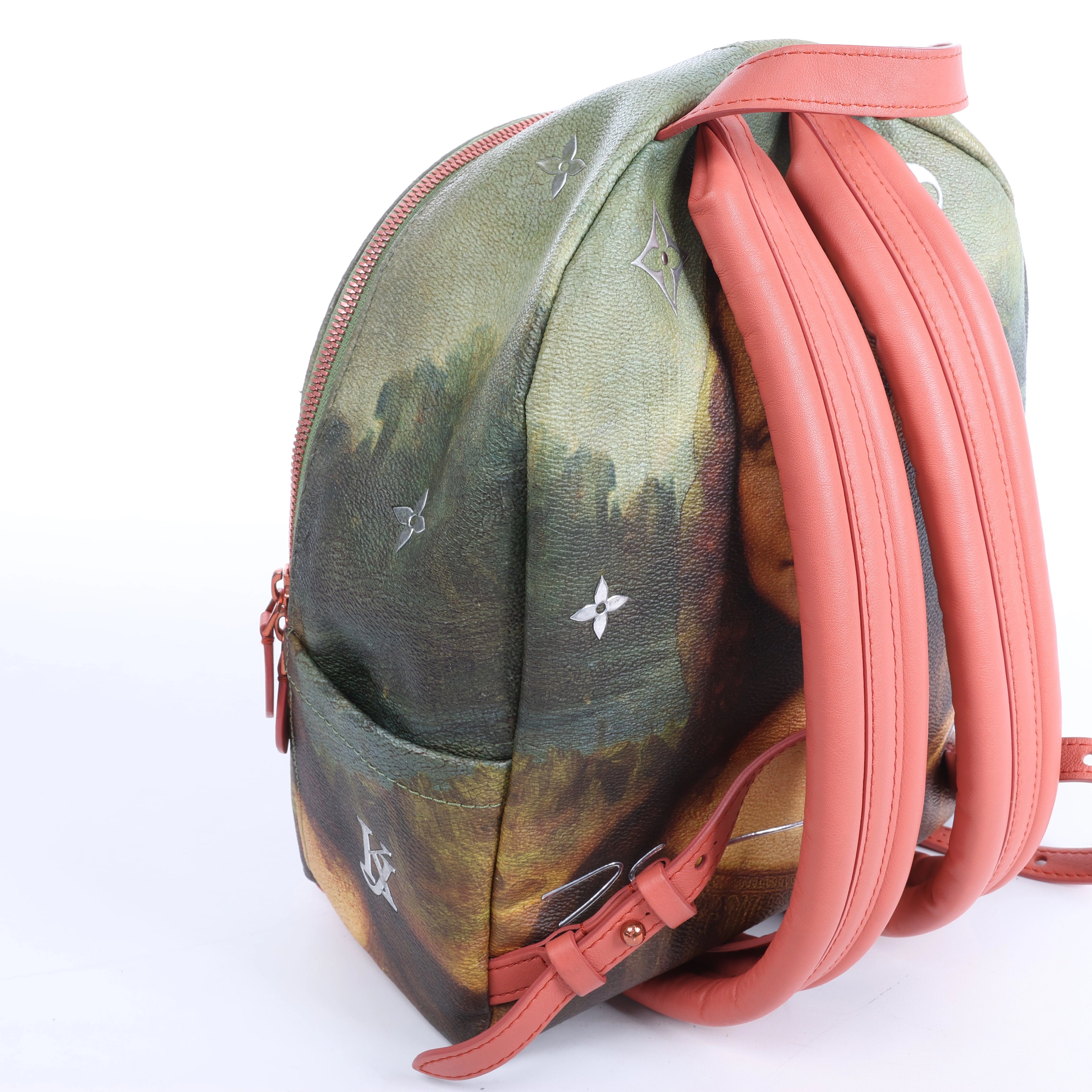 Louis Vuitton x Jeff Koons Masters Collection Da Vinci Palm Springs PM Backpack in Pink x Green M43375